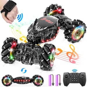 remote control car,dinosaur toys car for kids,2.4ghz led gesture sensing rc car,4wd rotation rc stunt car with lights and music,dino toys for kids ages 3 4 5 6 7 gifts for boys girls